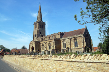 Swineshead church from south-east seen from road level May 2008